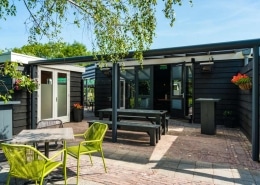 The Deponti Nebbiolo aluminium veranda in a cafe bar environment